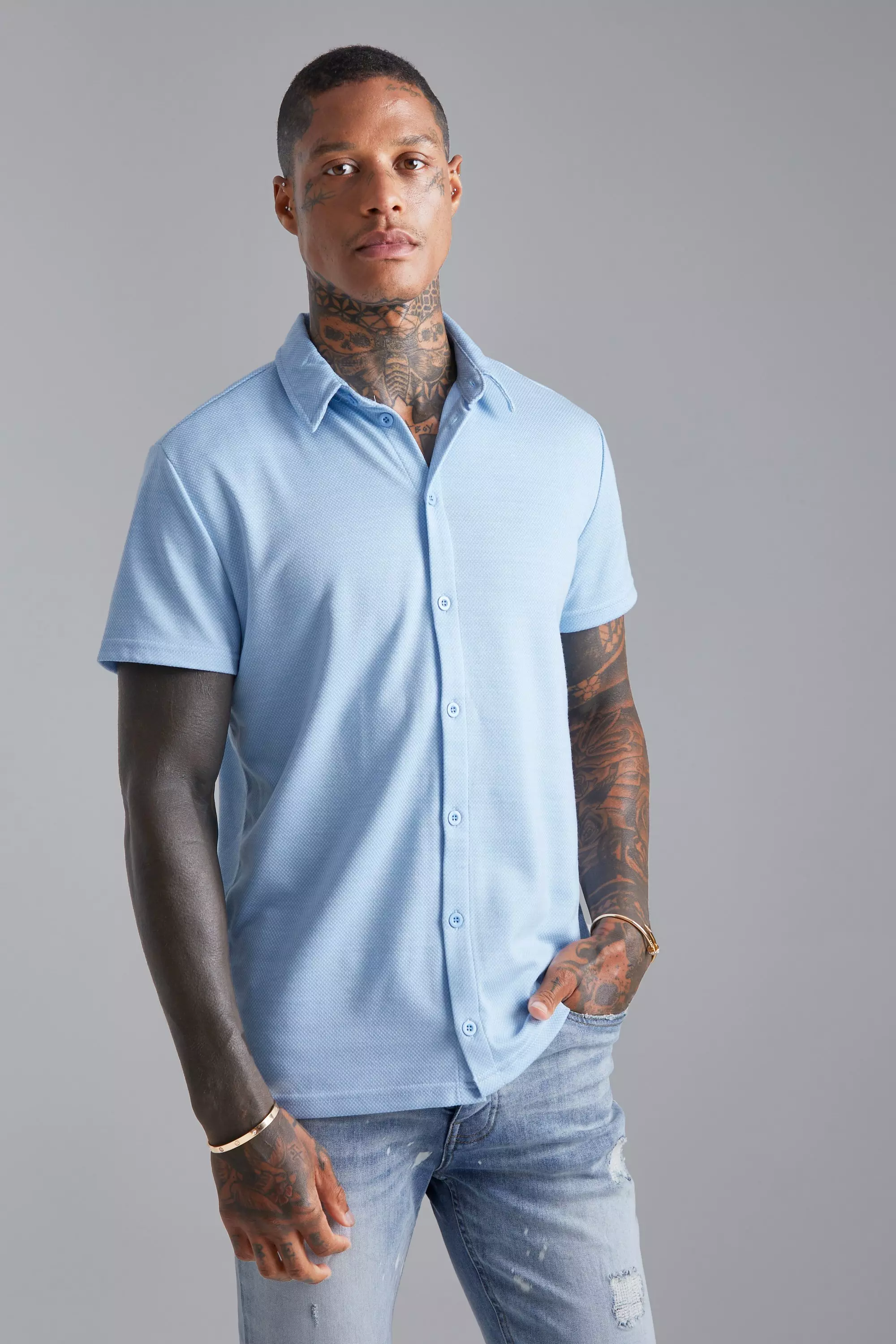 Baby blue shirt deals mens short sleeve